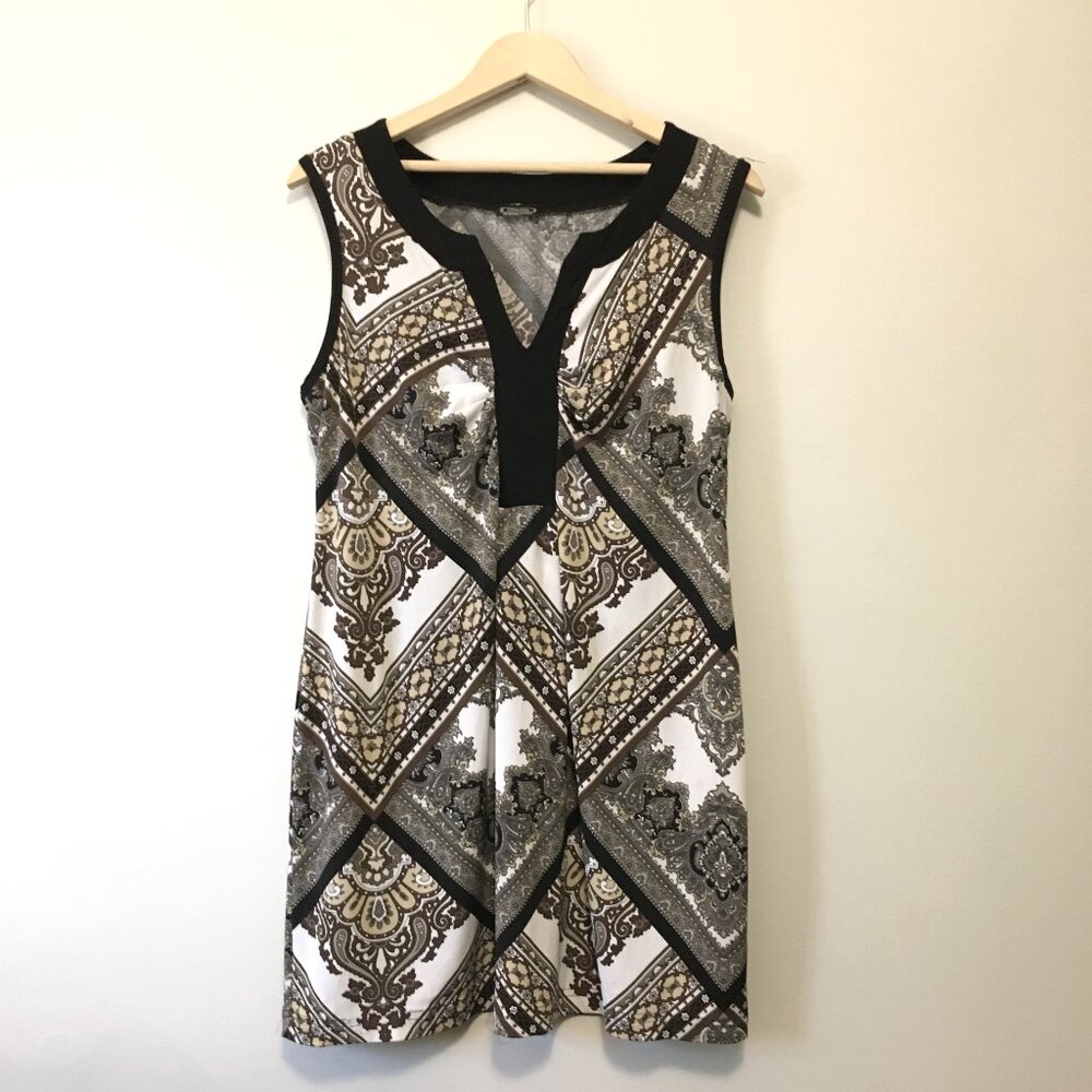 90s Baroque McBling Canadian Made Gold Black Paisley Print Tunic Top - Medium